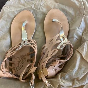 Ancient Greek sandals gold and tan size 38